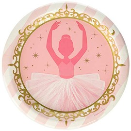 Creative Converting Twinkle Toes Ballerina Party Dinner Plates Party Supplies, Multicolor