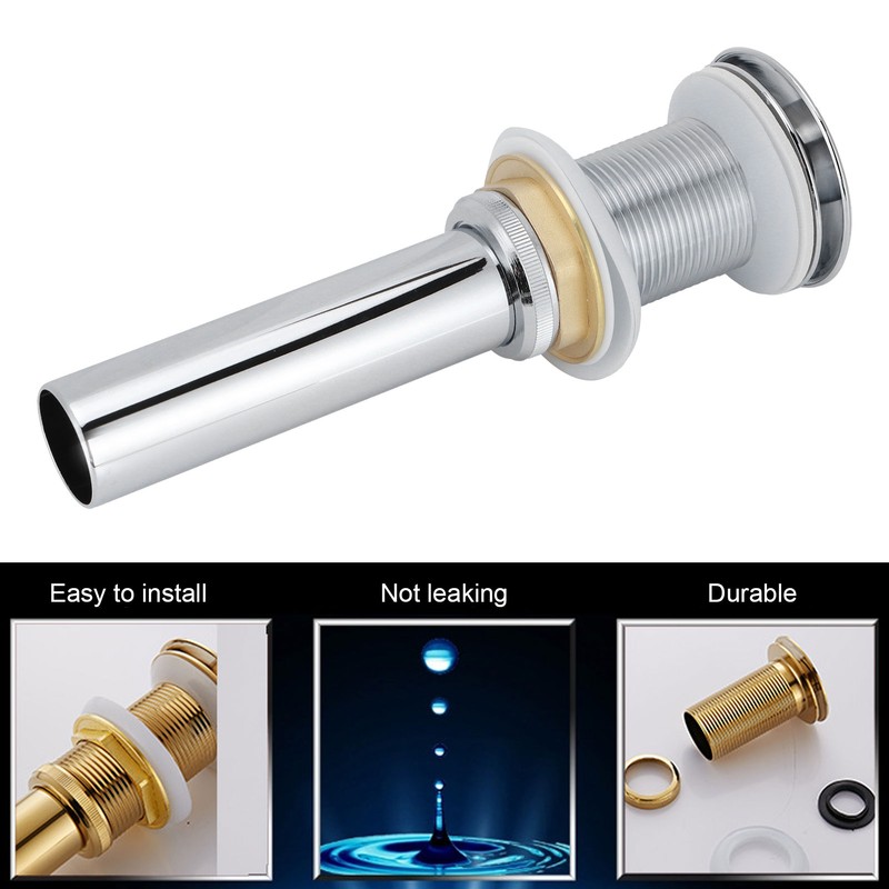 Bathroom Sink Drain Electroplating Popup Wash Basin Drainer Stopper NonOverflow(Popup