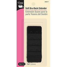 Dritz 1-1/4" Soft Back Bra Extender, 1-1/4-Inch, Black