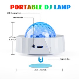 Car Disco Ball for Car Disco Light Rechargeable Battery Mini Disco Ball for Car Music Sound Activated Multicolor Car Disco Lights Inside Your Car (White)