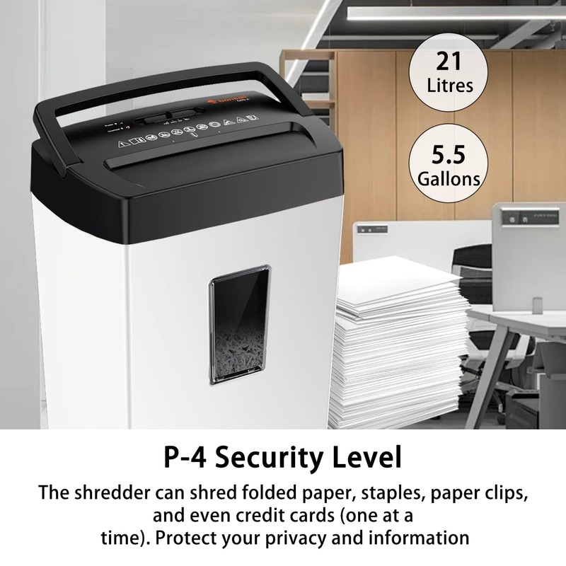 Bonsaii Heavy-Duty Shredder, Up to 12 Sheets, P-4 high Security,