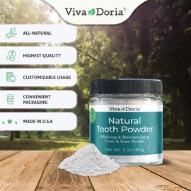 Viva Doria Viva Doria Natural Fluoride Free Tooth Powder, Refreshes Mouth, Freshens Breath, Keeps Teeth and Gum Healthy, Mint Flavor, 85 g Glass jar