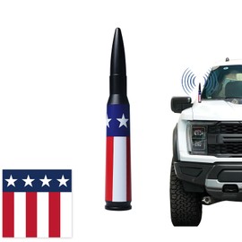 FUTAIHE Car Short Bullet Antenna Replacement for All Chevy & GMC 2014+ Models of Full-Size Radio 50 Cal Truck Anti Theft Short Antenna (American Flag Colors)