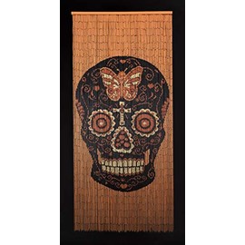 Bamboo Beaded Curtain-Black Skull