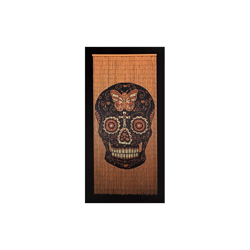Bamboo Beaded Curtain-Black Skull