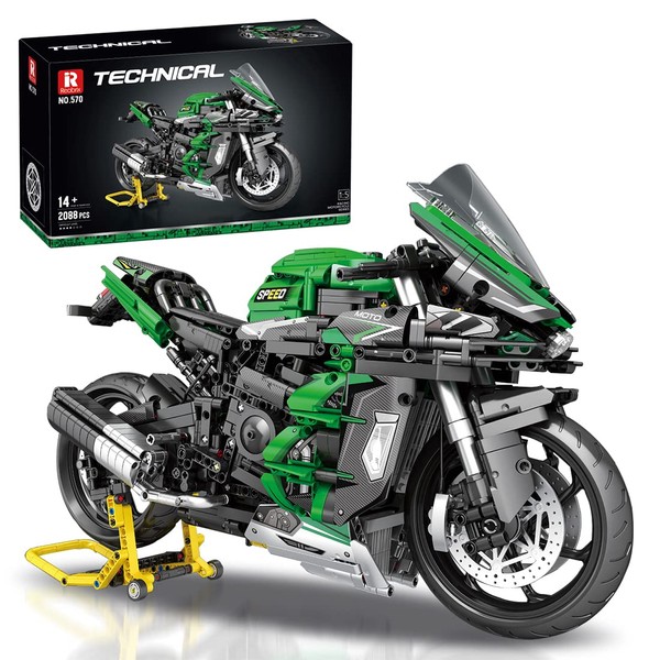 MINISI 570 Motorcycle Building Kit,2088 Pcs 1:5 Technic Motorcycle Model Building Block,Stem Motorbike Toy Collection Brick Kits,for Boys Or Adults Build Great Birthday Gifts A Model Motorcycle