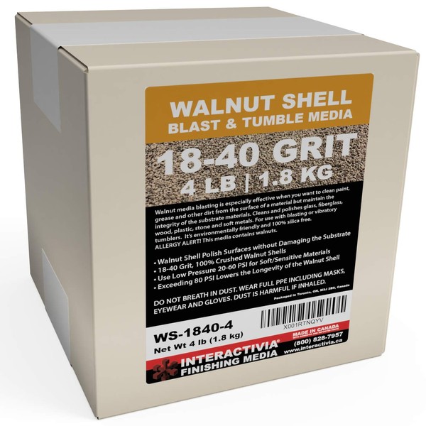 4 lbs or 1.8 kg Ground Walnut Shell Media 18-40