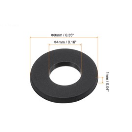 TOP-VIGOR 100Pcs Black Nylon Flat Washers, M4 x 9mm x 1mm Insulating Round Seal Spacer Tap Sealing O Ring Gasket for Faucet Pipe Water Hose
