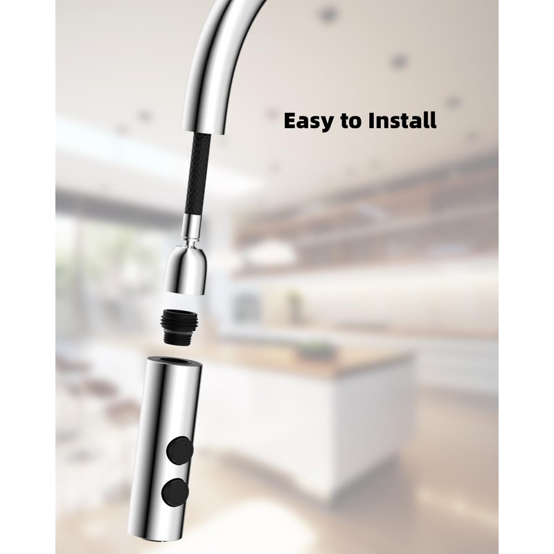 Metal Pull Down Kitchen Faucet Head Replacement with 15 Adapters,