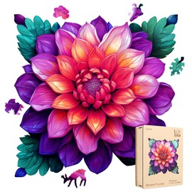 Leodozzio Wooden Puzzles for Adults, Lotus Jigsaw Puzzles 200 Pieces, 11.2x11.2 Inch, Unique Shaped Wooden Puzzle, Birthday Gift Family Game, Medium Size