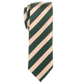 Retreez Exquisite Regimental Stripe Woven Microfiber Skinny Tie - Green and Gold