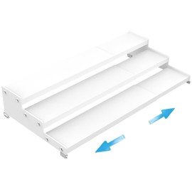 Wobmmi Expandable Spice Rack organizer with 3-Tier step shelf for cabinet,seasoning rack organizer.Great for Kitchen countertop shelves,Pantry and more(1Pack/White)
