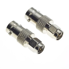 SMA Male to BNC Female - 50 Ohm Coaxial Male Nickel Plated Low Loss For RF Antenna, Wireless LAN Devices, Cable, WiFi Antennas - Pack of 2