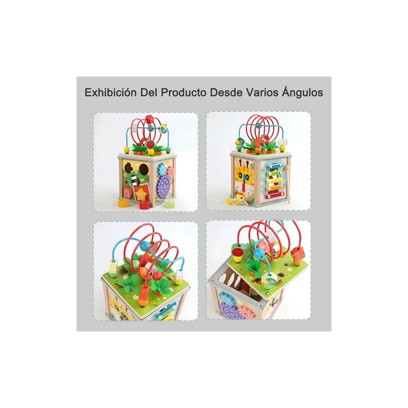 Cubo Actividades Montessori Educativo 7 En 1 Con Laberinto