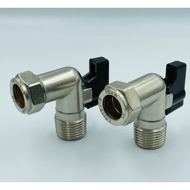 UKDeals direct® 15mm x 1/2" Elbow Isolation Valve Ball o fix Valves 90 Bend Full Bore Black Lever for Flexible Hose Suitable HOT & Cold WRAS Approved Pack of 2