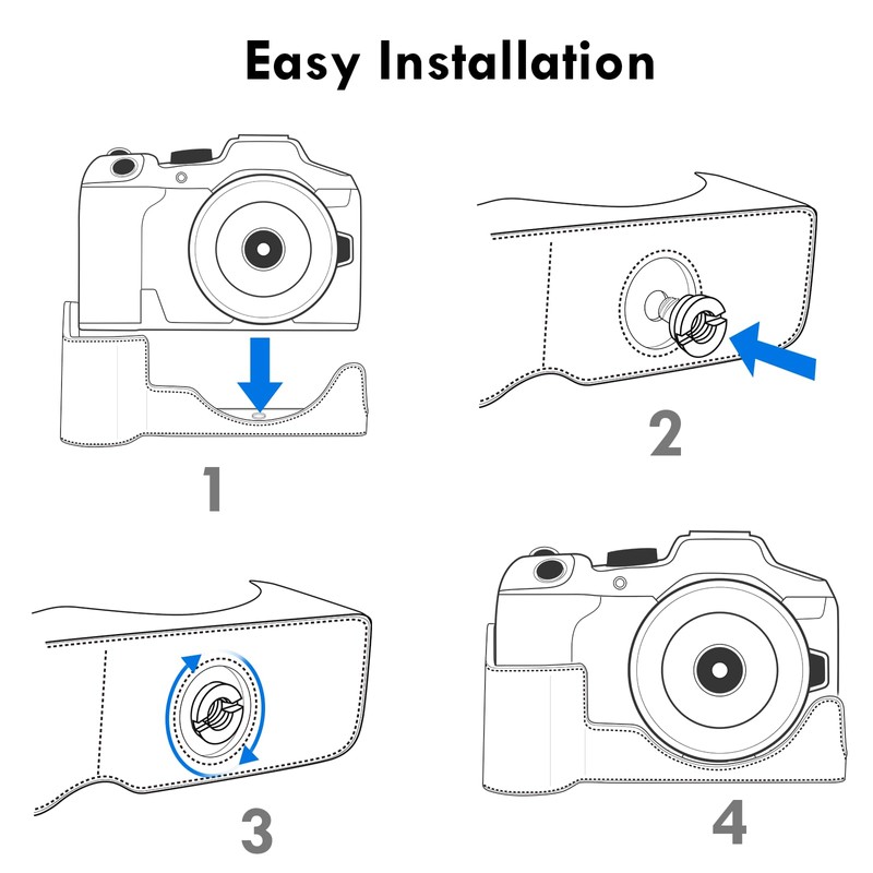 Rieibi R8 Half Case, Handmade PU Leather Half Camera Case