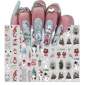 Christmas Nail Art Stickers Decals Silver Cute 3D Self-Adhesive Snowflake Xmas Winter Holiday Nail Supplies Nail Art Design Decoration Accessories 12 Sheets