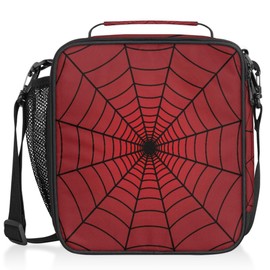 TropicalLife Red Spider Web Kids Lunch Boxes, Insulated Lunch Bag for Kids with Adjustable Shoulder Strap, School Lunch Box for Boys and Girls