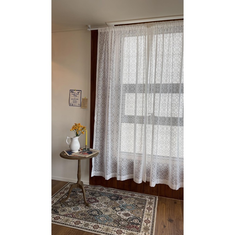 Sarah Haus Lace Curtain Panel (Single), Hebron Pattern Drapes, Rod
