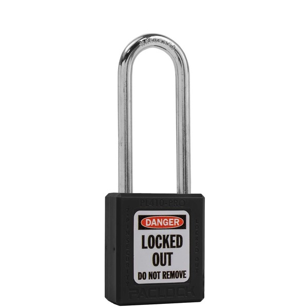 PACLOCK's PL410-PRO Safety Lockout Tagout (Loto) Series Padlock, USA Produced, 2" Tall Hard. Steel Shackle, High Security 7-Pin Cylinder w/ 1 Key per Lock, Keyed Alike, Custom 2-Tone Thermoplastic