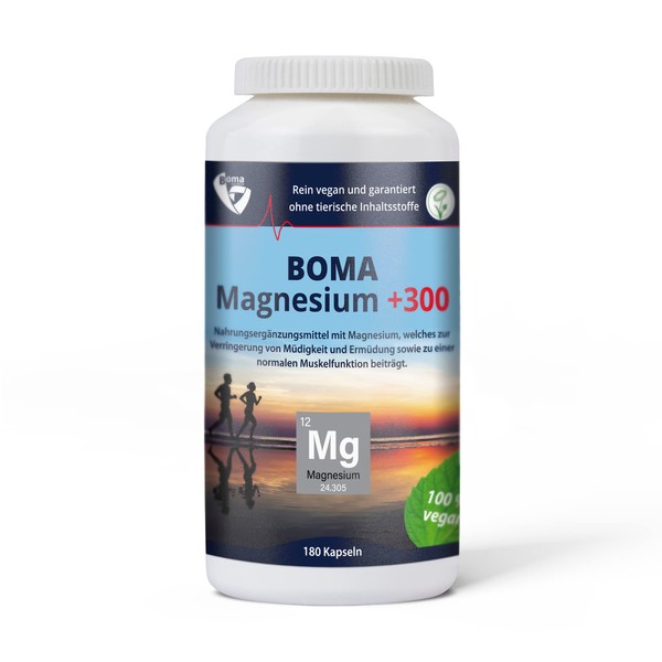 Boma Lecithin Magnesium 300+ Complex Pure Elementary Magnesium Made from Magnesium Pidolate and Magnesium Oxide | 180 Capsules Vegan