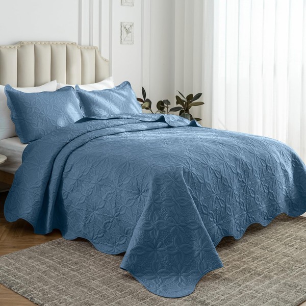 Auemtyn King Size Quilt Set 3 Pieces, Soft Lightweight Summer