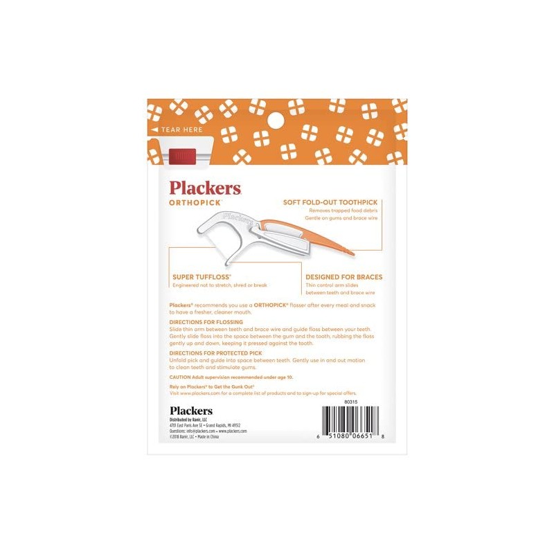 Plackers Orthopick - Hilo dental para tirantes, paquete de 2