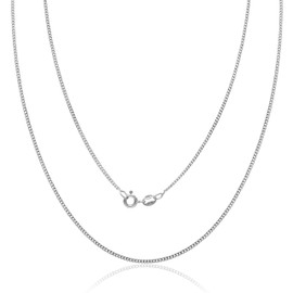 Aka Gioielli® - 925 Sterling Silver Rhodium-Plated Curb Chain 1.3 mm - Women's Necklace Lengths: 35 40 45 50 55 60 65 70 80 cm, Sterling Silver, No Gemstone