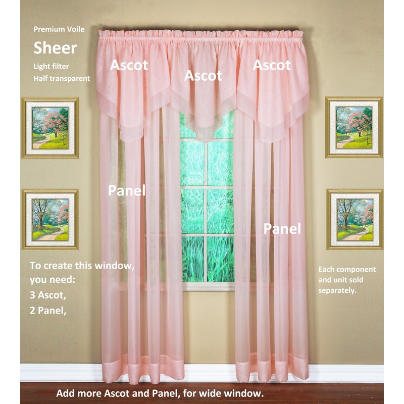 Today's Curtain Emelia Original Voile Panel 72", Rose, 60" W