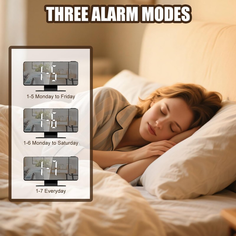 Lichamp Projection Alarm Clocks Bedside,180° Rotatable Projector Mirrorautomatic Brightness,LED Digital
