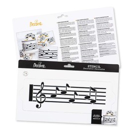 Decora 9271013 Stencil decorativo Spartito 10 X 30 Cm, in plastica per alimenti; perfetto per realizzare splendidi disegni su torte, dolcetti e biscotti. Made in Italy.