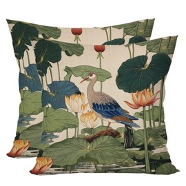 2 Pack, Decorative Velvet Pillow Covers Nympheus Lily Pad Pistachio Throw Pillow Case Cushion Cover for Couch, Indoor Outdoor Decorations Home Decor 22 X 22 Inch