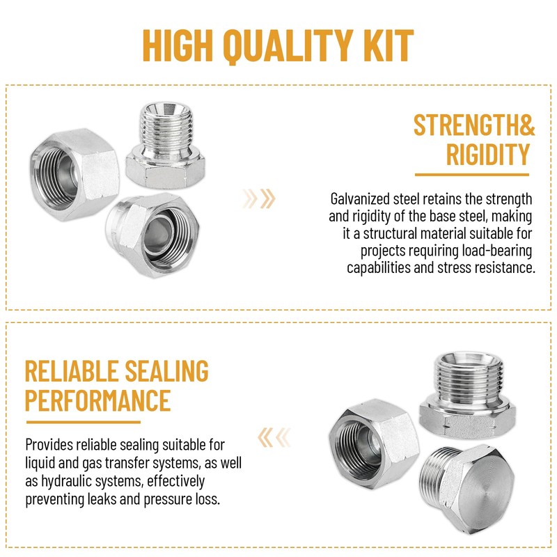 Venussar 56 Pcs BSPP Cap and Plug Kit, Hydraulic Cap