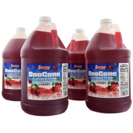 Snappy Cherry Sno Cone Syrup, 1 Gallon (128 ounces) Size, Ready to Use For Snow Cone Machines, Flavored Syrup for Shaved Ice, 14 Snow Cone Flavor Options