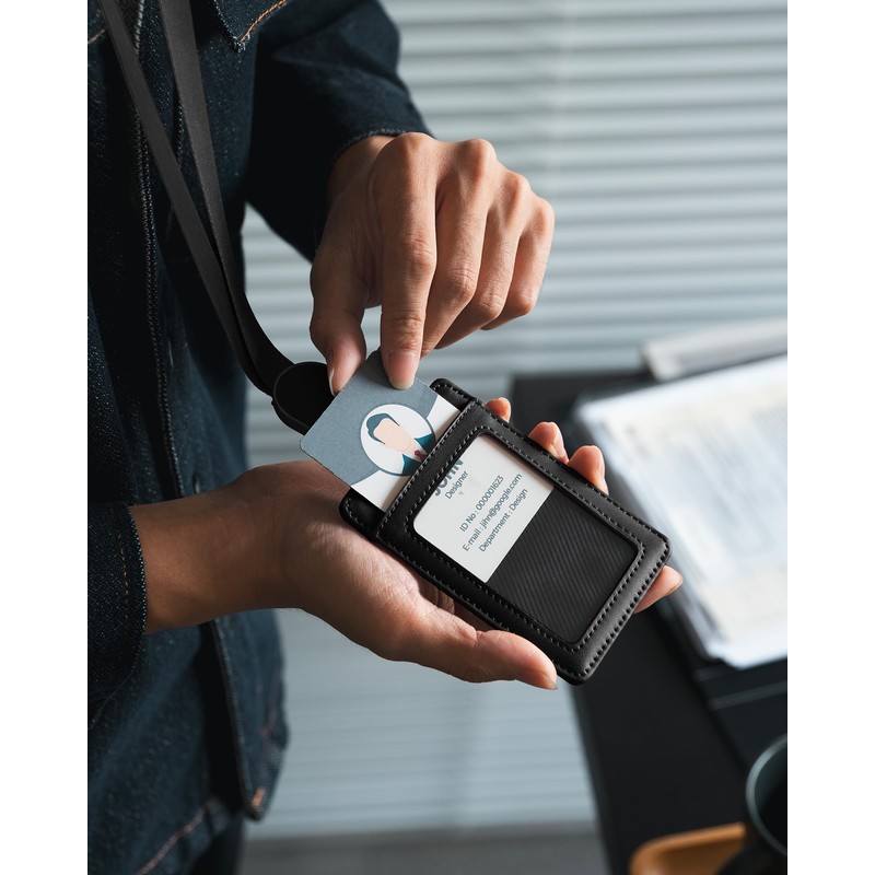 VULKIT Retractable Lanyard with Card Holder Vertical ID Badge Holder
