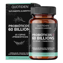 Probioticos Mujer 60b  Prebiticos (prebiotic) Femeninos - Fibra -  15 Cepas  Complementado Con Inulina De Agave - Probiticos Vaginales - Vitaminas... 