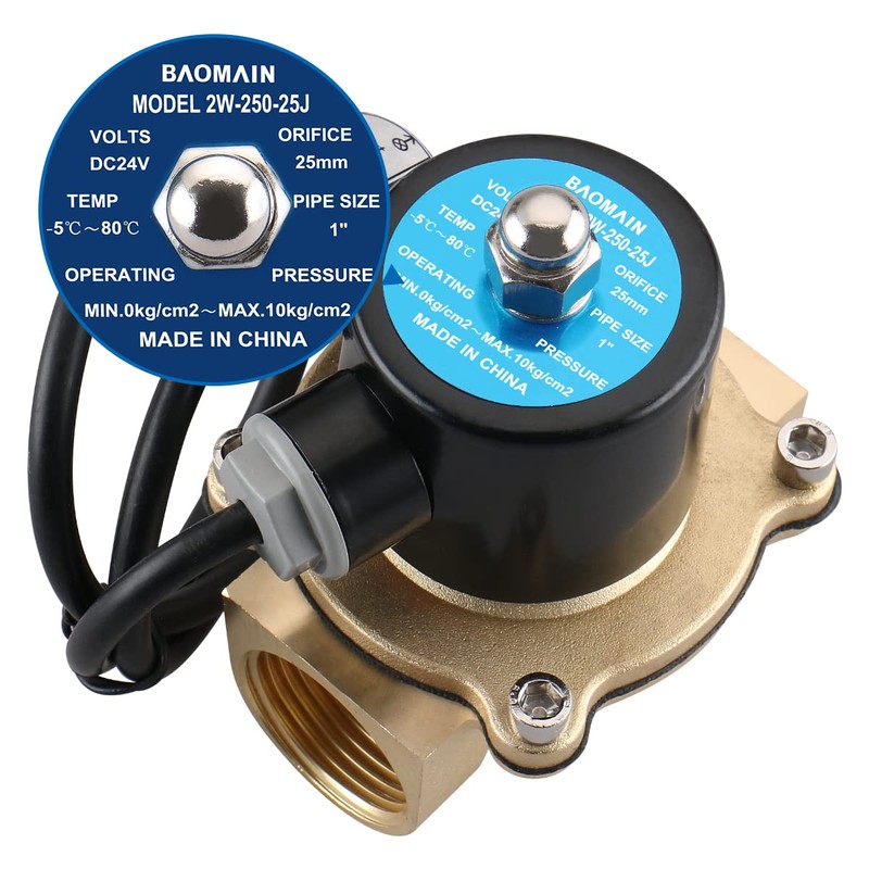 Baomain 1 inch DC 24V Brass Electric Solenoid Valve Water