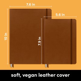 PAPERAGE Softcover Lined Journal Notebook (Cognac), 176 Pages, College Ruled Notebook, Large 7.6 inches x 10 inches - 100 gsm Thick Premium Paper