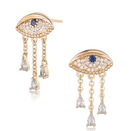 Fettero Gold Earrings for Women Delicate Dainty Earrings | 14K Gold Plated Stud Earrings Trendy Handmade Butterfly, Spike Heart, Flower, Cross, Evil Eye Stud Earrings Ligthweight Hypoallergenic