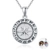 KINGWHYTE Compass Locket Necklace That Holds Pictures Sterling Silver Compass