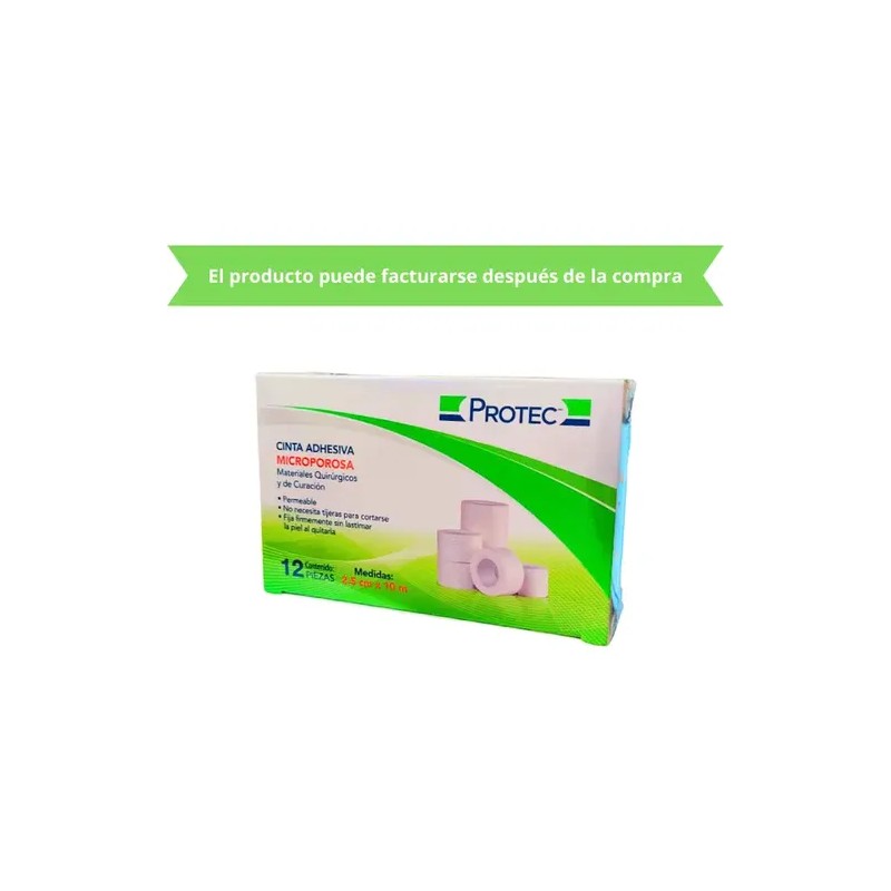 Cinta Adhesiva Micropore 2.5cm X 10m Protec C/12 Rollos