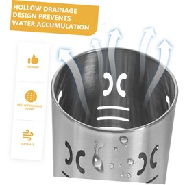 ULTECHNOVO Stainless Steel Utensil Holder with Drain Holes Storage Cage for Kitchen Hollowed Design Keeps Utensils Dry Ventilated Easy to Clean with Base