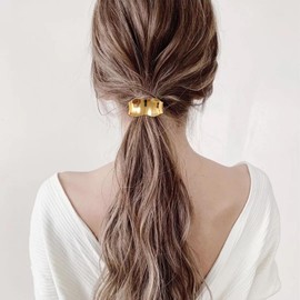 papasgix Metal Hair Ties, Ponytail Hair Cuff, Gold Hair Cuff, Gold Ponytail Cuff Silver Gold Hair Ties Hair Elastic Hair Ties for Women Gold Hair Accessories (Set 20)