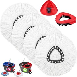 Spin Mop Head Replacement & Shower Floor Scrubberï¼for O Cedar Spin Mop 1-Tank Systemï¼Microfiber Mop Replace Head Easy Cleaning Floor Head Mop:_4 Mop Heads+1Brush+1Base