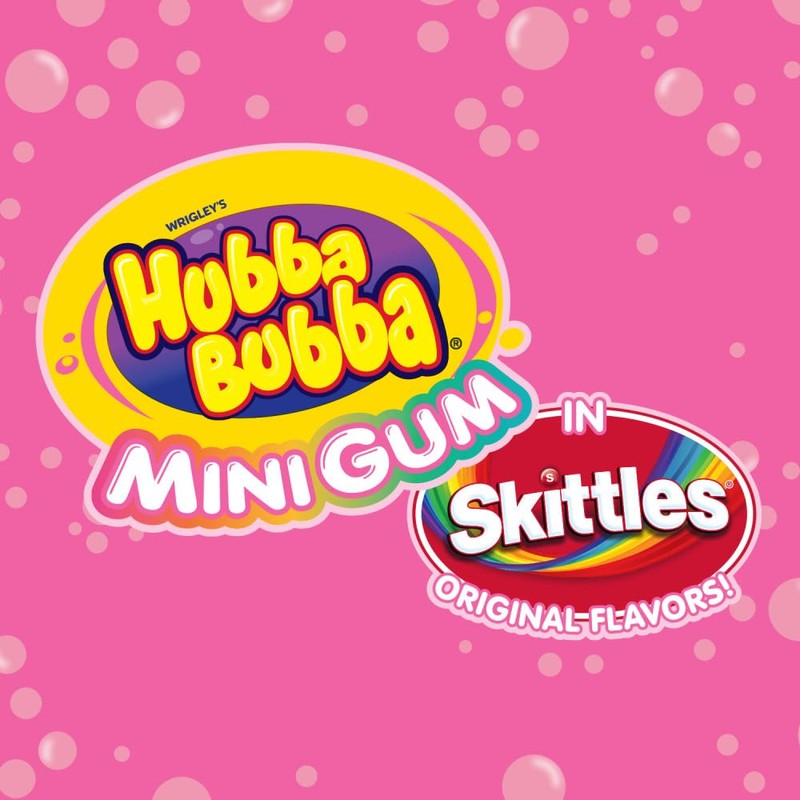 HUBBA BUBBA Minis SKITTLES Flavored Sugar-Free Bubble Gum Packs, Bulk