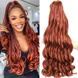 French Curl Braiding Hair 24 Inch 8 Packs Curly Braiding Hair Pre Stretched French Curls Extension Curl Crochet Braids Spiral Braiding Extensions (350#, 24 Inch (Pack of 8))