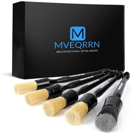 MVEQRRN Boars Hair Ultra Soft Detailing Brushes Set, 4 Pcs Premium Natural Boars Bristles, 1 Pcs Duster Detail Brush for Cleaning Car Interior Dashboard Leather Seat