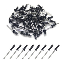 BESTYCHAO 100pcs Aluminium Blind Rivet, Open End Rivet Pop Rivet, Pack of 100 4.8 x 10mm (Black)