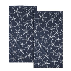 Nautical Coastal Hand Towels for Bathroom Set of 2 Navy Blue Starfish Kitchen Towels Ocean Beach Theme Bath Towels Summer Gifts for Farmhouse Cabin Kitchen Bathroom Decor 14 x 28 Inch