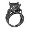 Uloveido Black CZ Big Square Party Cocktail Rings with Tiny